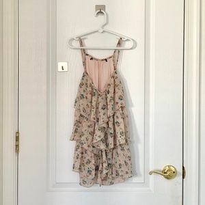 Dusty Pink Floral Ruffle Tank Top